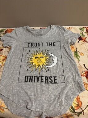 Freeze Gray Graphic Tee with Yellow Sun & White Moon